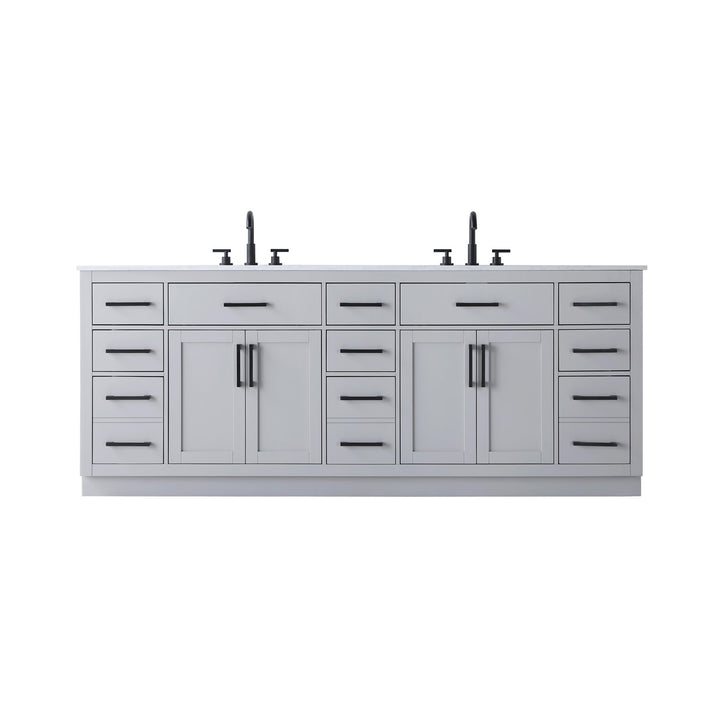 84 Inch Double Bathroom Vanity In Grey - View 3 - Joshua Marshal