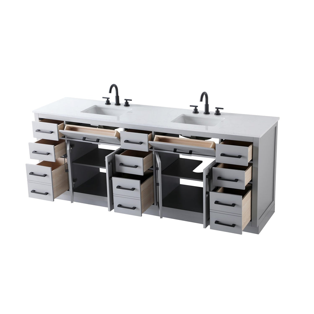 84 Inch Double Bathroom Vanity In Grey - View 4 - Joshua Marshal