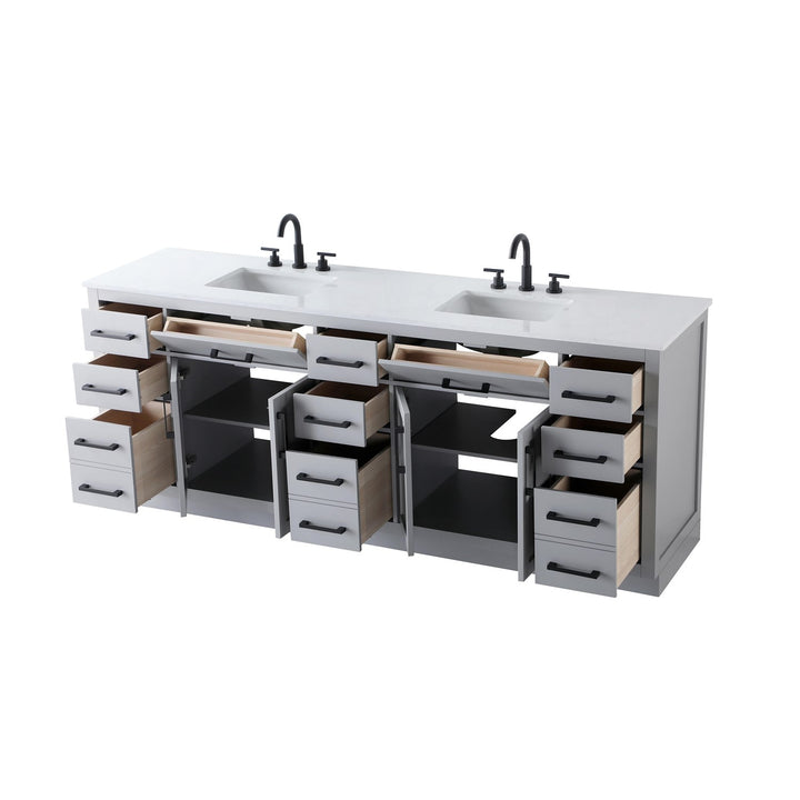 84 Inch Double Bathroom Vanity In Grey - View 4 - Joshua Marshal