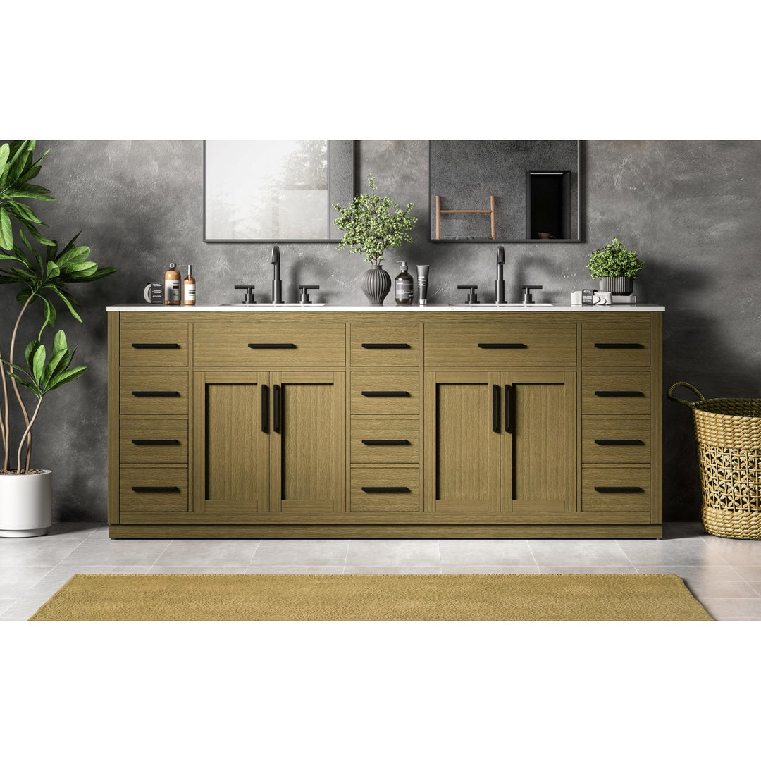 84 Inch Double Bathroom Vanity In Chestnut Brown - View 2 - Joshua Marshal