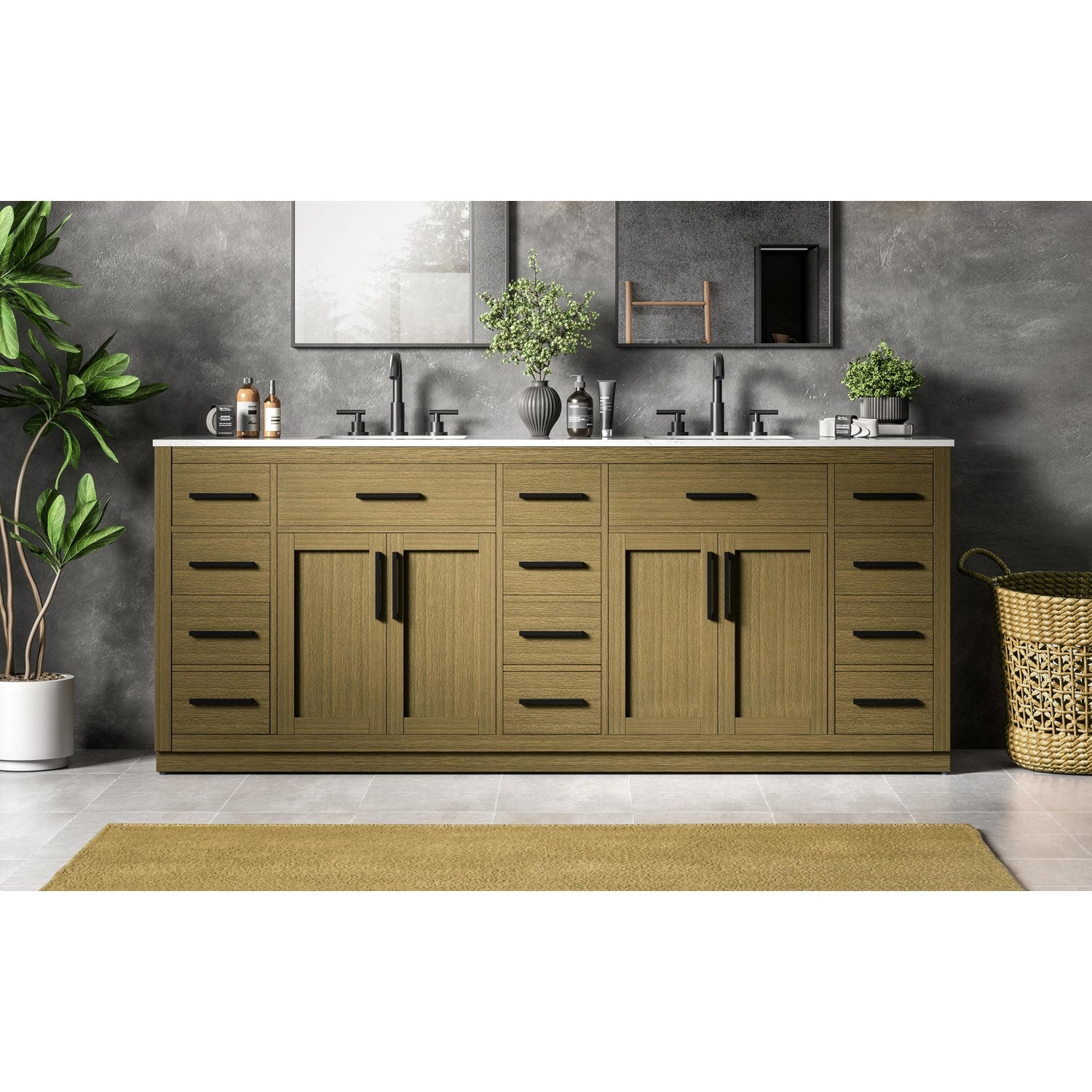 84 Inch Double Bathroom Vanity In Chestnut Brown - View 2 - Joshua Marshal