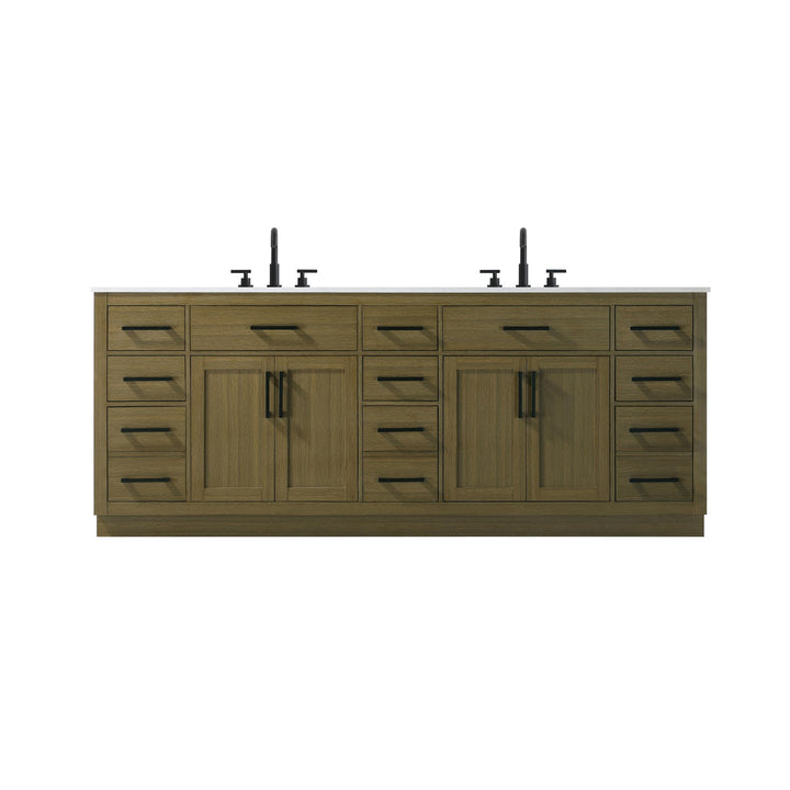 84 Inch Double Bathroom Vanity In Chestnut Brown - View 3 - Joshua Marshal