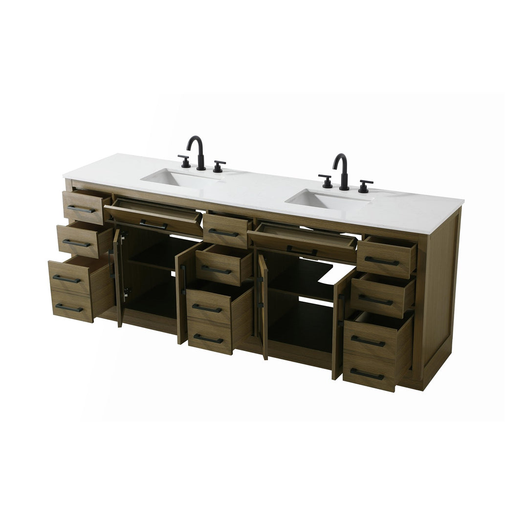 84 Inch Double Bathroom Vanity In Chestnut Brown - View 4 - Joshua Marshal