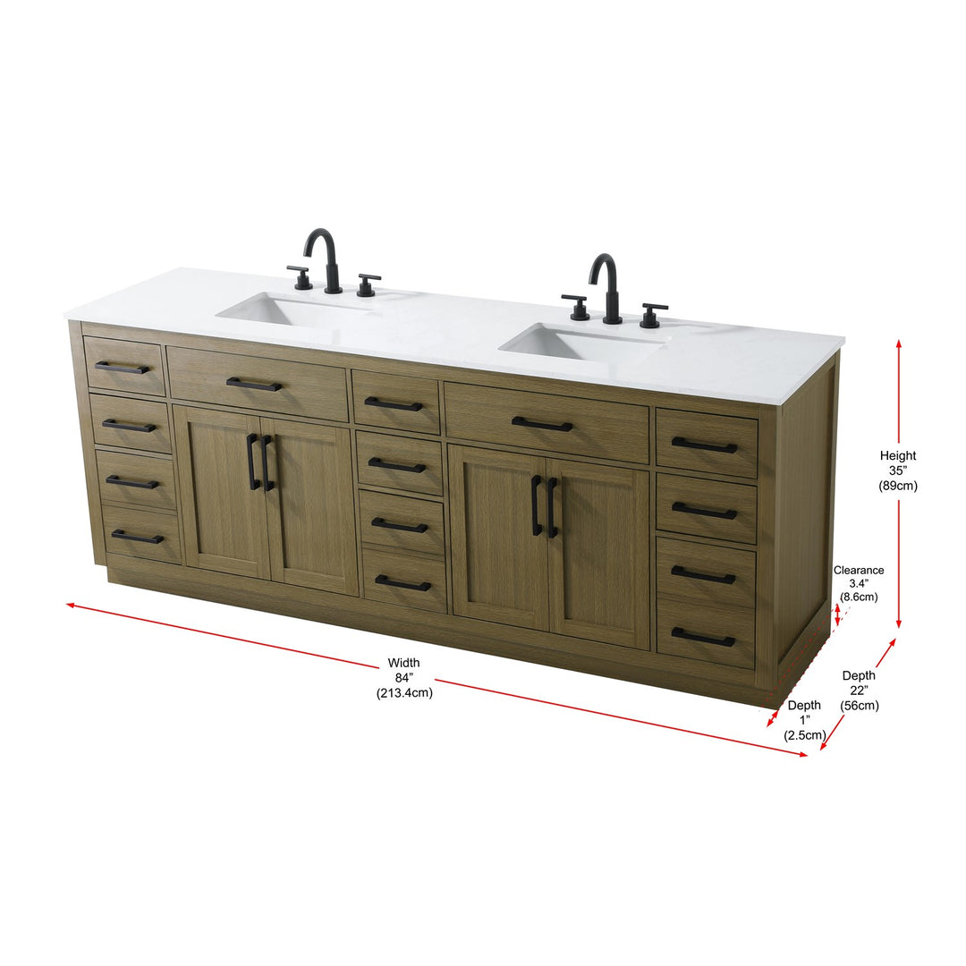 84 Inch Double Bathroom Vanity In Chestnut Brown - View 6 - Joshua Marshal