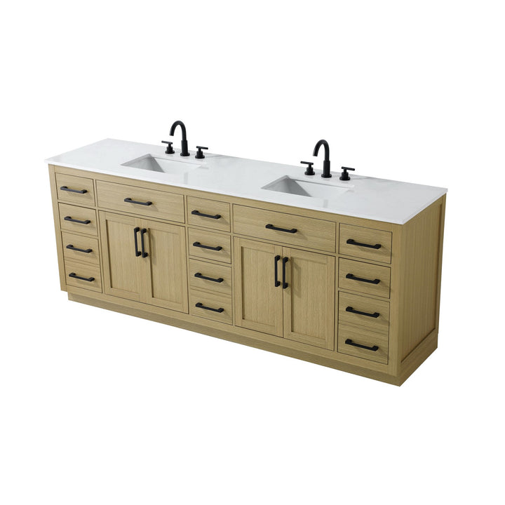 84 Inch Double Bathroom Vanity In Honey Brown - View 5 - Joshua Marshal