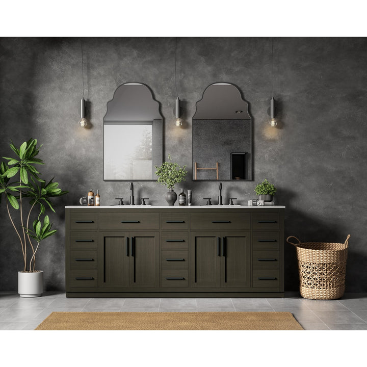 84 Inch Double Bathroom Vanity In Mocha Brown - View 2 - Joshua Marshal