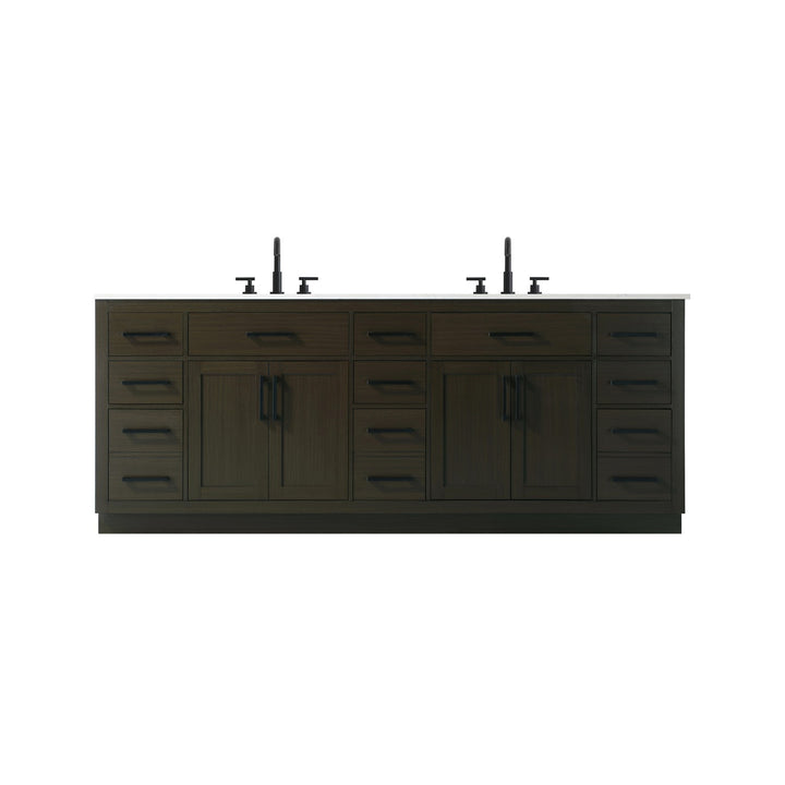 84 Inch Double Bathroom Vanity In Mocha Brown - View 3 - Joshua Marshal