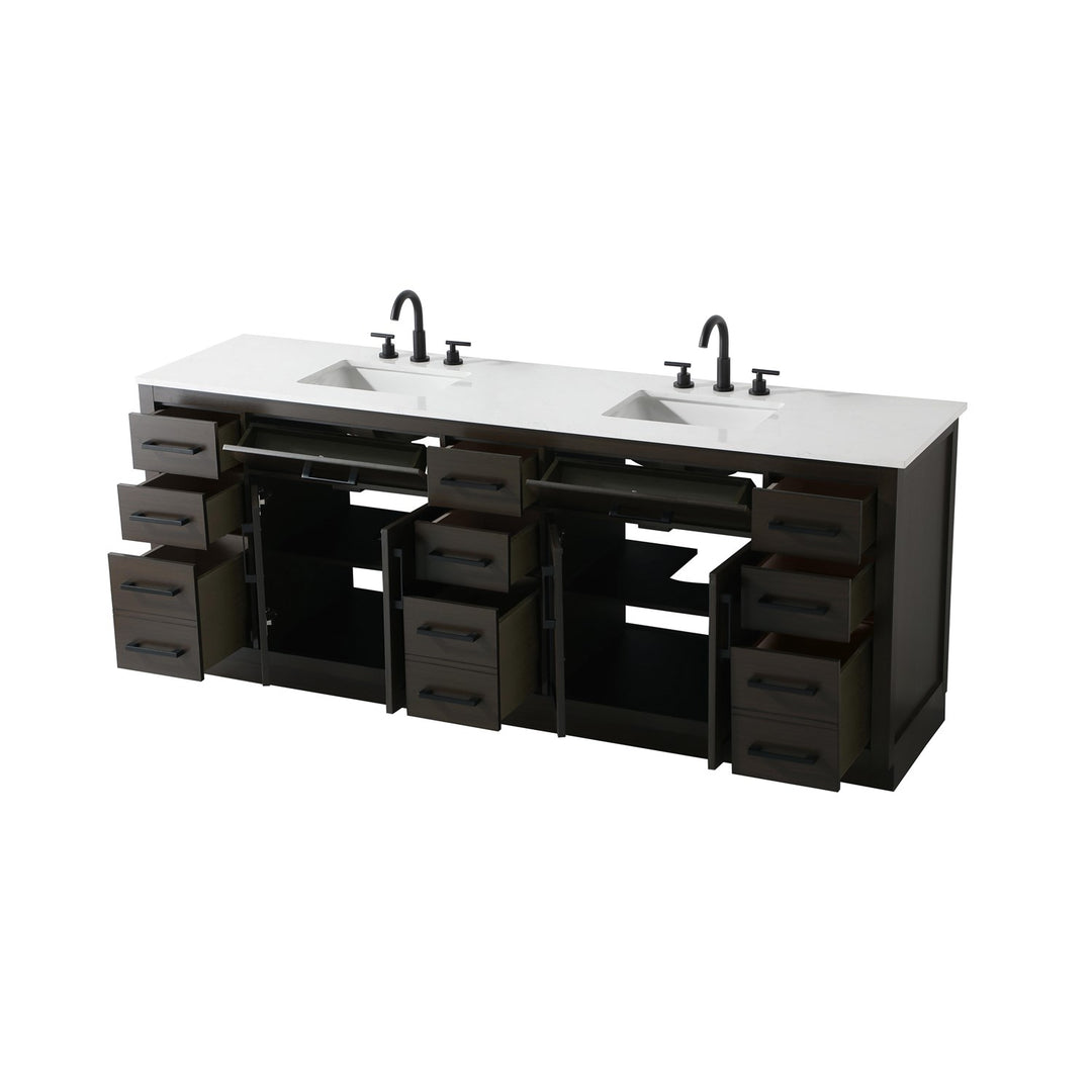 84 Inch Double Bathroom Vanity In Mocha Brown - View 4 - Joshua Marshal