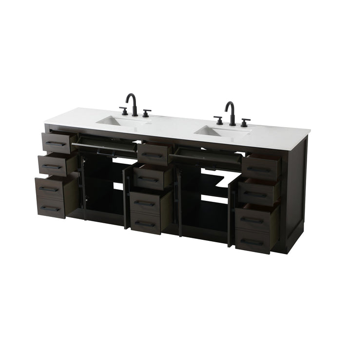 84 Inch Double Bathroom Vanity In Mocha Brown - View 4 - Joshua Marshal