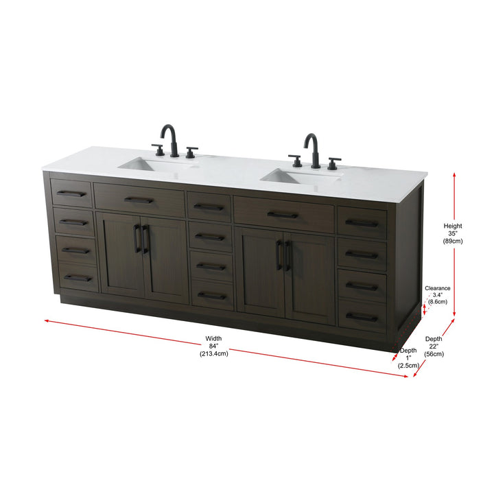 84 Inch Double Bathroom Vanity In Mocha Brown - View 6 - Joshua Marshal