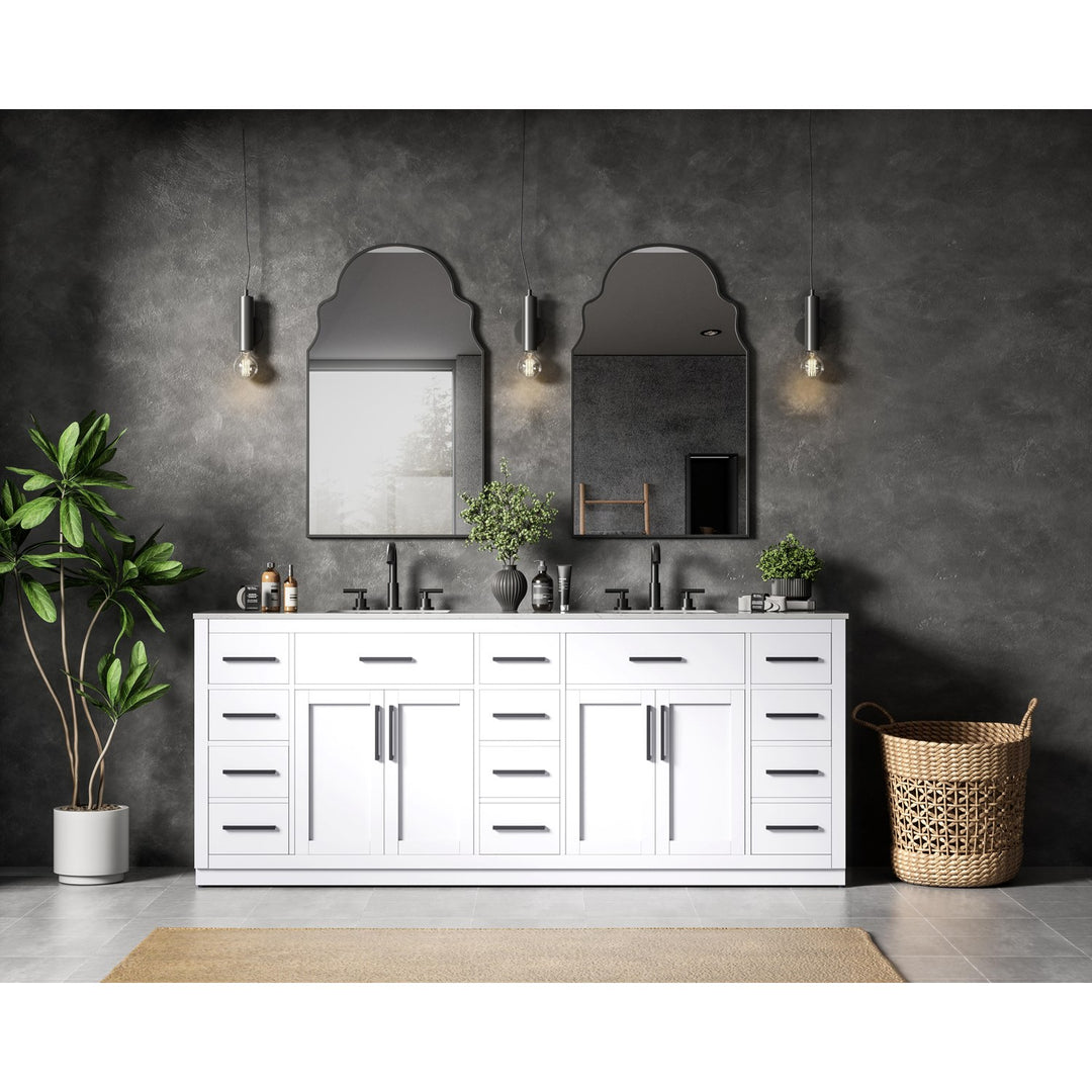 84 Inch Double Bathroom Vanity In White - View 2 - Joshua Marshal