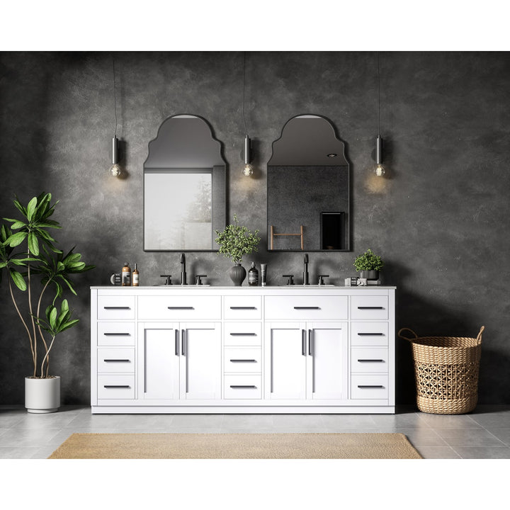 84 Inch Double Bathroom Vanity In White - View 2 - Joshua Marshal
