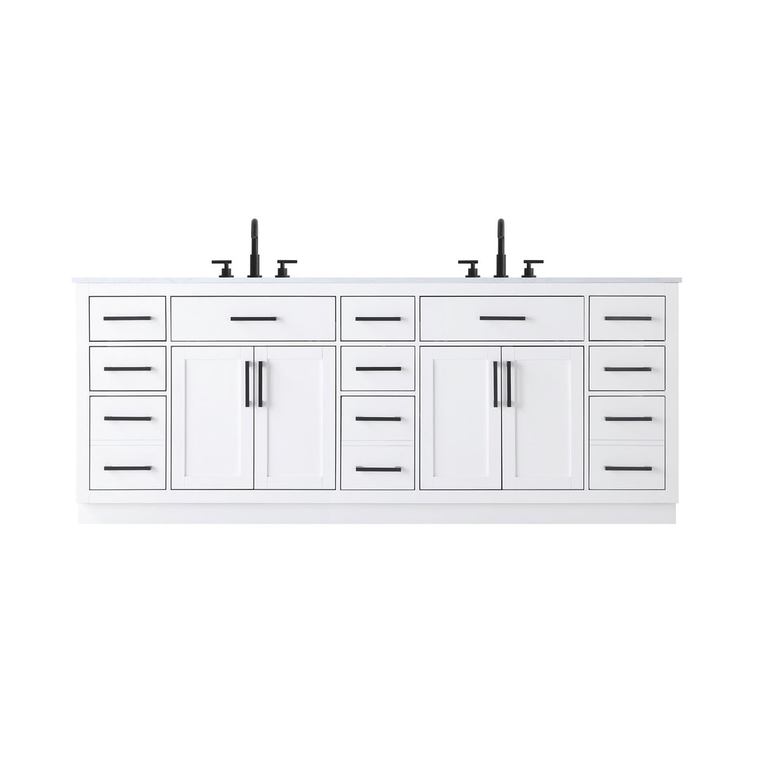 84 Inch Double Bathroom Vanity In White - View 3 - Joshua Marshal