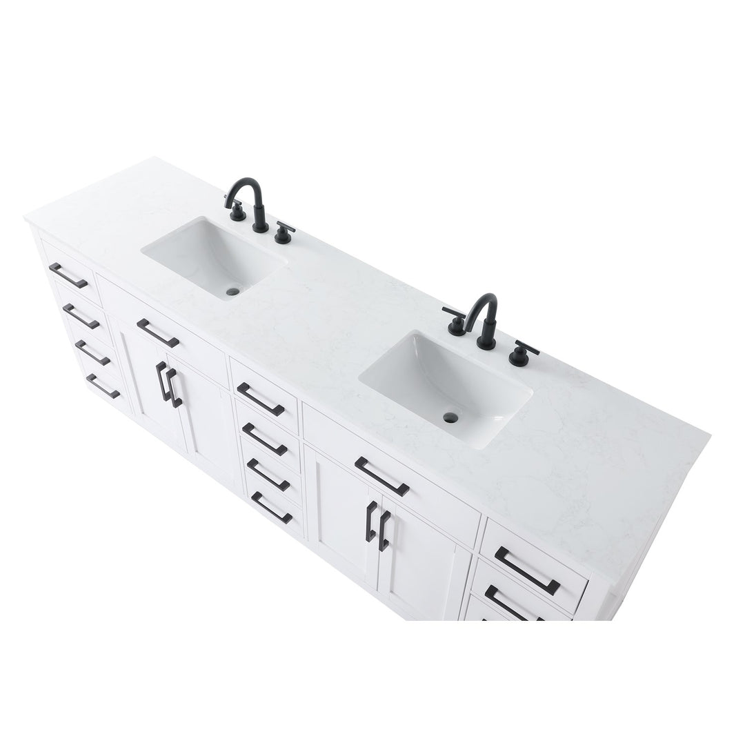 84 Inch Double Bathroom Vanity In White - View 5 - Joshua Marshal