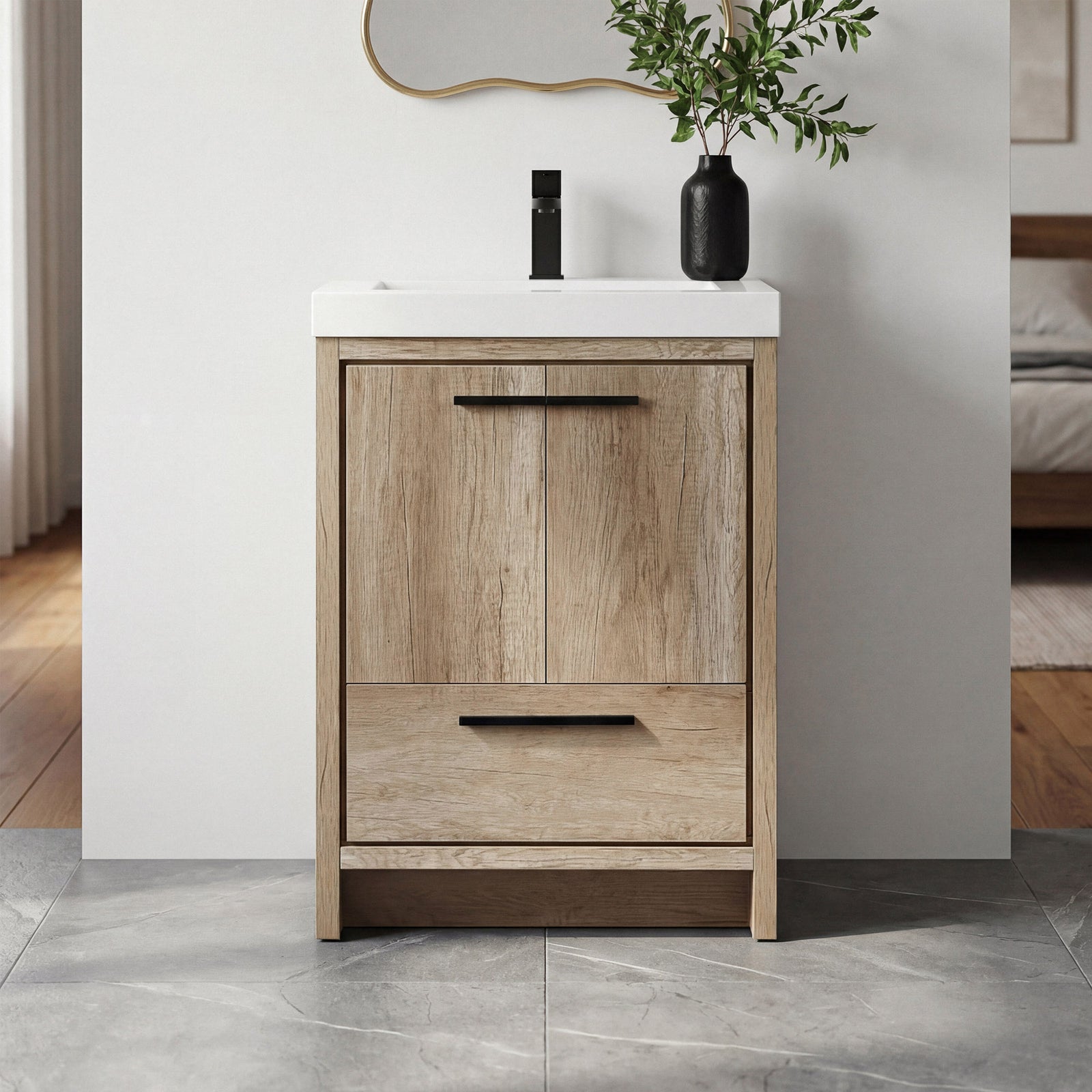 24 Inch Single Bathroom Vanity In Natural Oak Natural Oak Finish - KITCHEN & BATH by Joshua Marshal