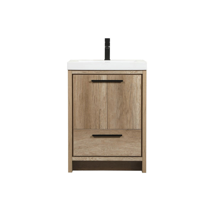 24 Inch Single Bathroom Vanity In Natural Oak - View 3 - Joshua Marshal