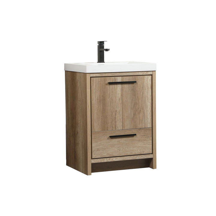 24 Inch Single Bathroom Vanity In Natural Oak - View 4 - Joshua Marshal