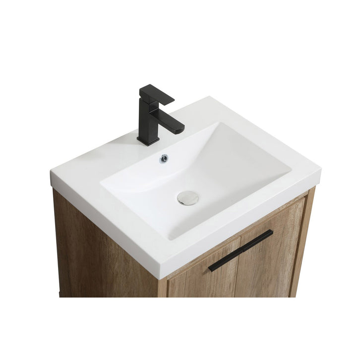 24 Inch Single Bathroom Vanity In Natural Oak - View 6 - Joshua Marshal