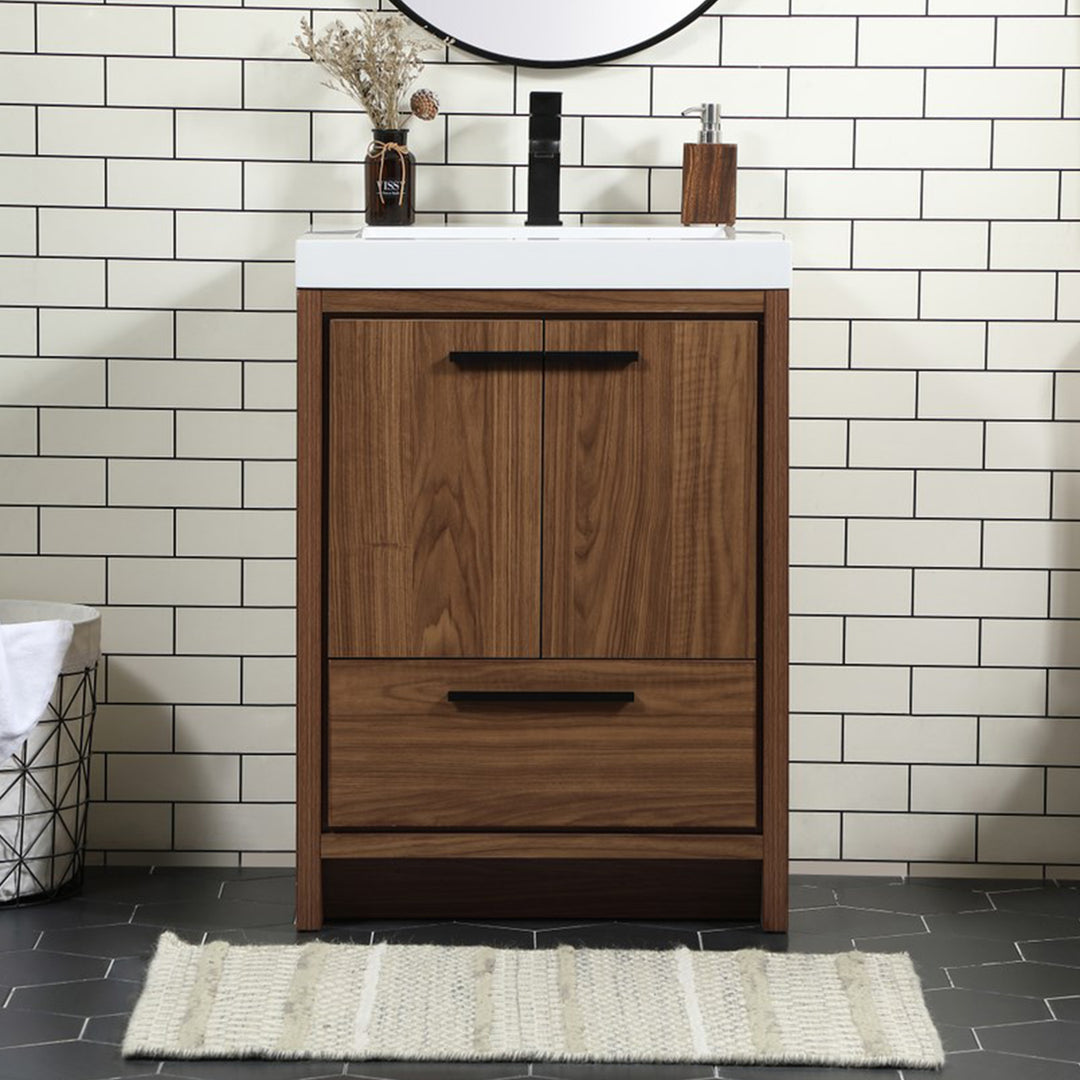 24 Inch Single Bathroom Vanity In Walnut Brown Walnut Brown Finish - KITCHEN & BATH by Joshua Marshal