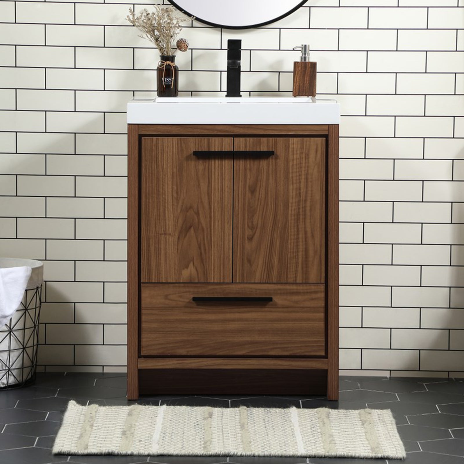 24 Inch Single Bathroom Vanity In Walnut Brown Walnut Brown Finish - KITCHEN & BATH by Joshua Marshal