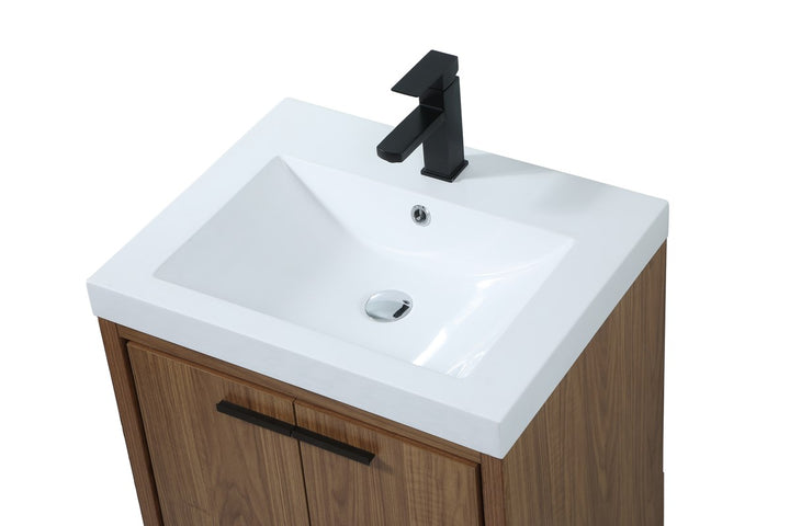 24 Inch Single Bathroom Vanity In Walnut Brown - View 5 - Joshua Marshal
