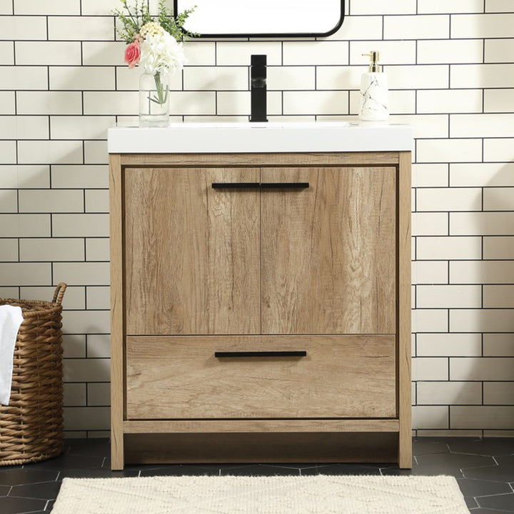 30 Inch Single Bathroom Vanity In Natural Oak Natural Oak Finish - KITCHEN & BATH by Joshua Marshal