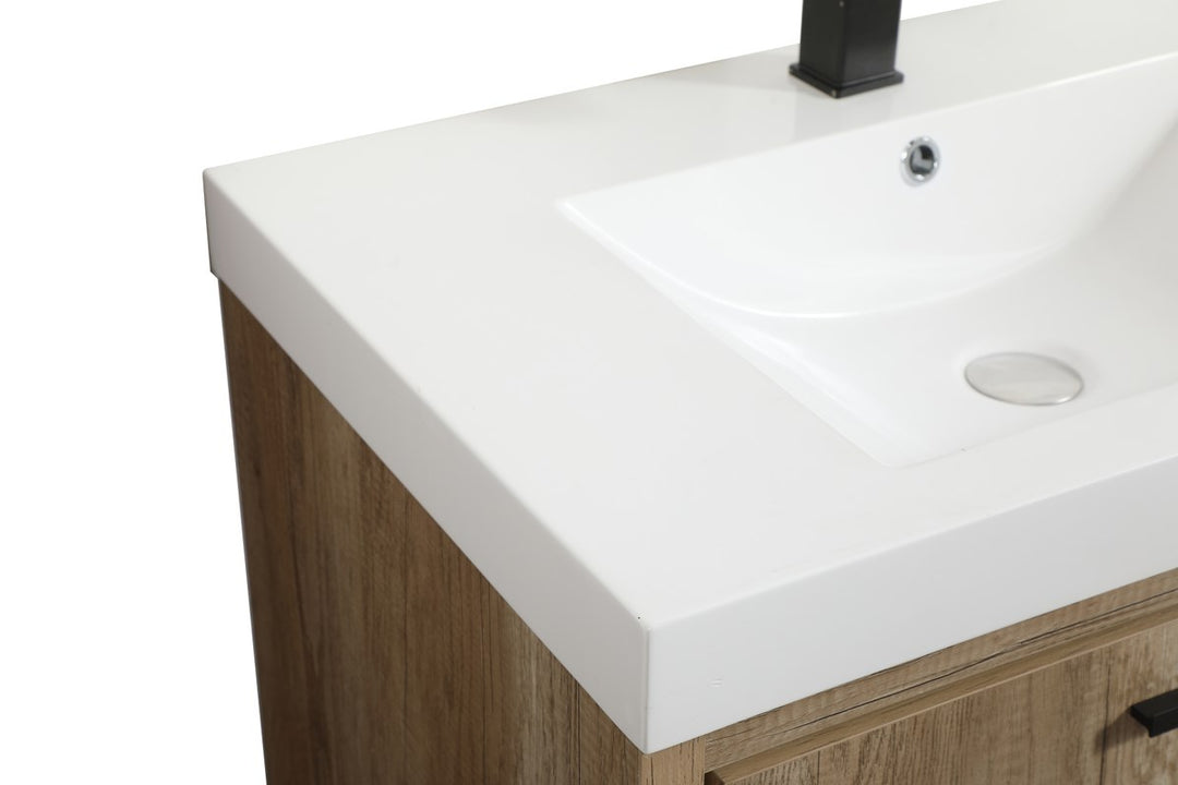 30 Inch Single Bathroom Vanity In Natural Oak - View 5 - Joshua Marshal