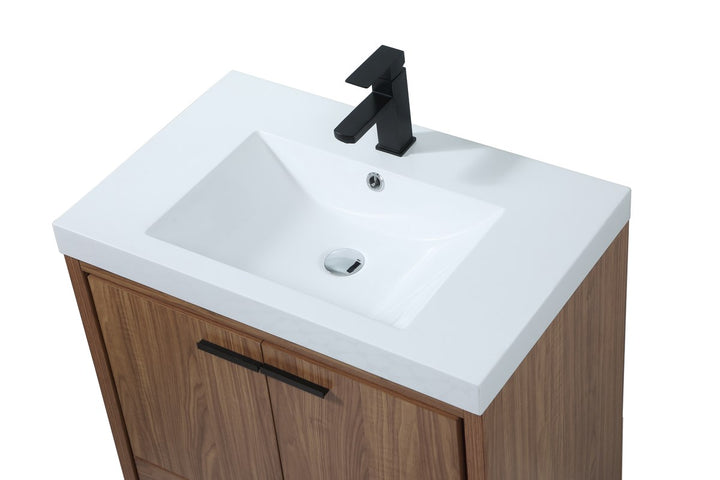 30 Inch Single Bathroom Vanity In Walnut Brown - View 5 - Joshua Marshal