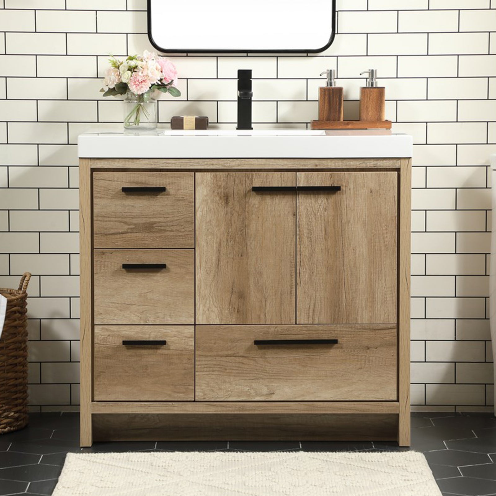 36 Inch Single Bathroom Vanity In Natural Oak Natural Oak Finish - KITCHEN & BATH by Joshua Marshal