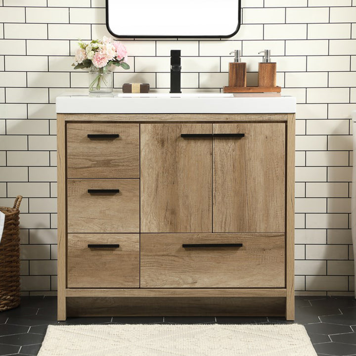 36 Inch Single Bathroom Vanity In Natural Oak Natural Oak Finish - KITCHEN & BATH by Joshua Marshal