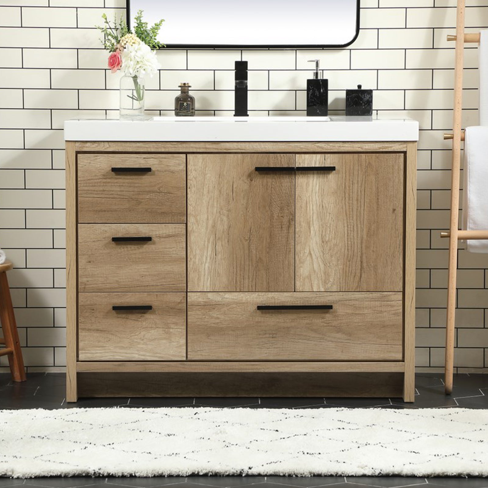 42 Inch Single Bathroom Vanity In Natural Oak Natural Oak Finish - KITCHEN & BATH by Joshua Marshal