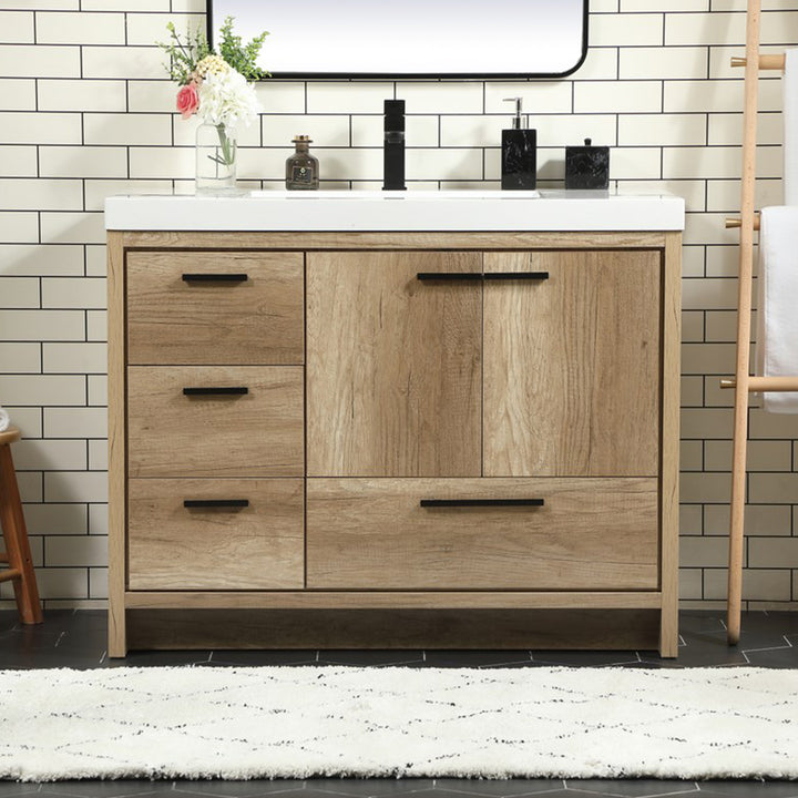 42 Inch Single Bathroom Vanity In Natural Oak Natural Oak Finish - KITCHEN & BATH by Joshua Marshal