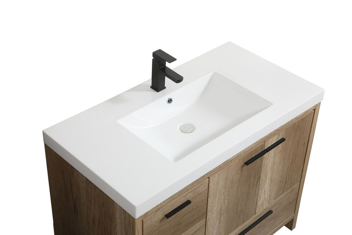 42 Inch Single Bathroom Vanity In Natural Oak - View 5 - Joshua Marshal