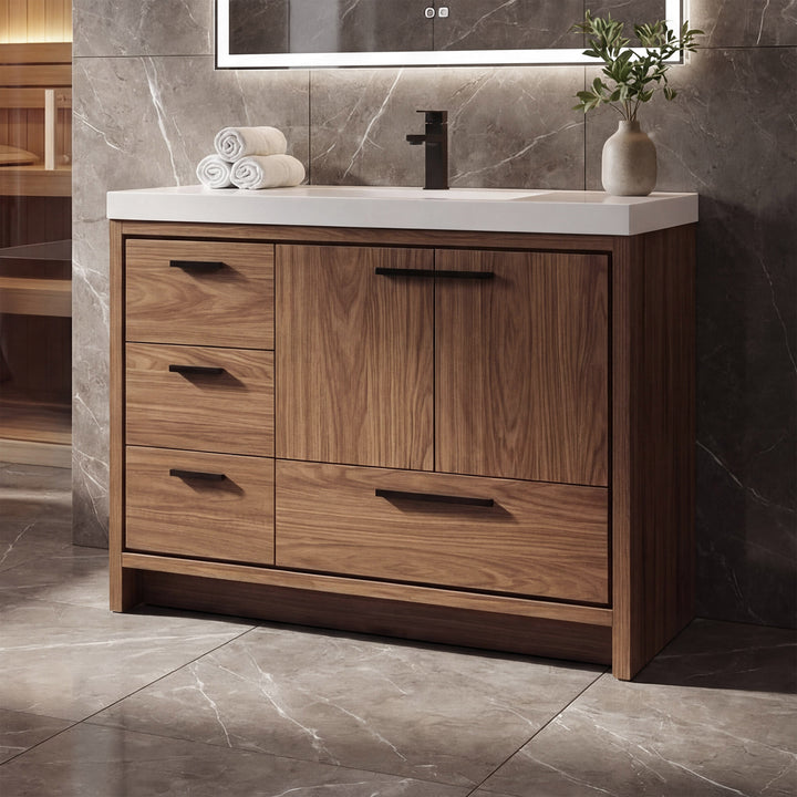 42 Inch Single Bathroom Vanity In Walnut Brown Walnut Brown Finish - KITCHEN & BATH by Joshua Marshal