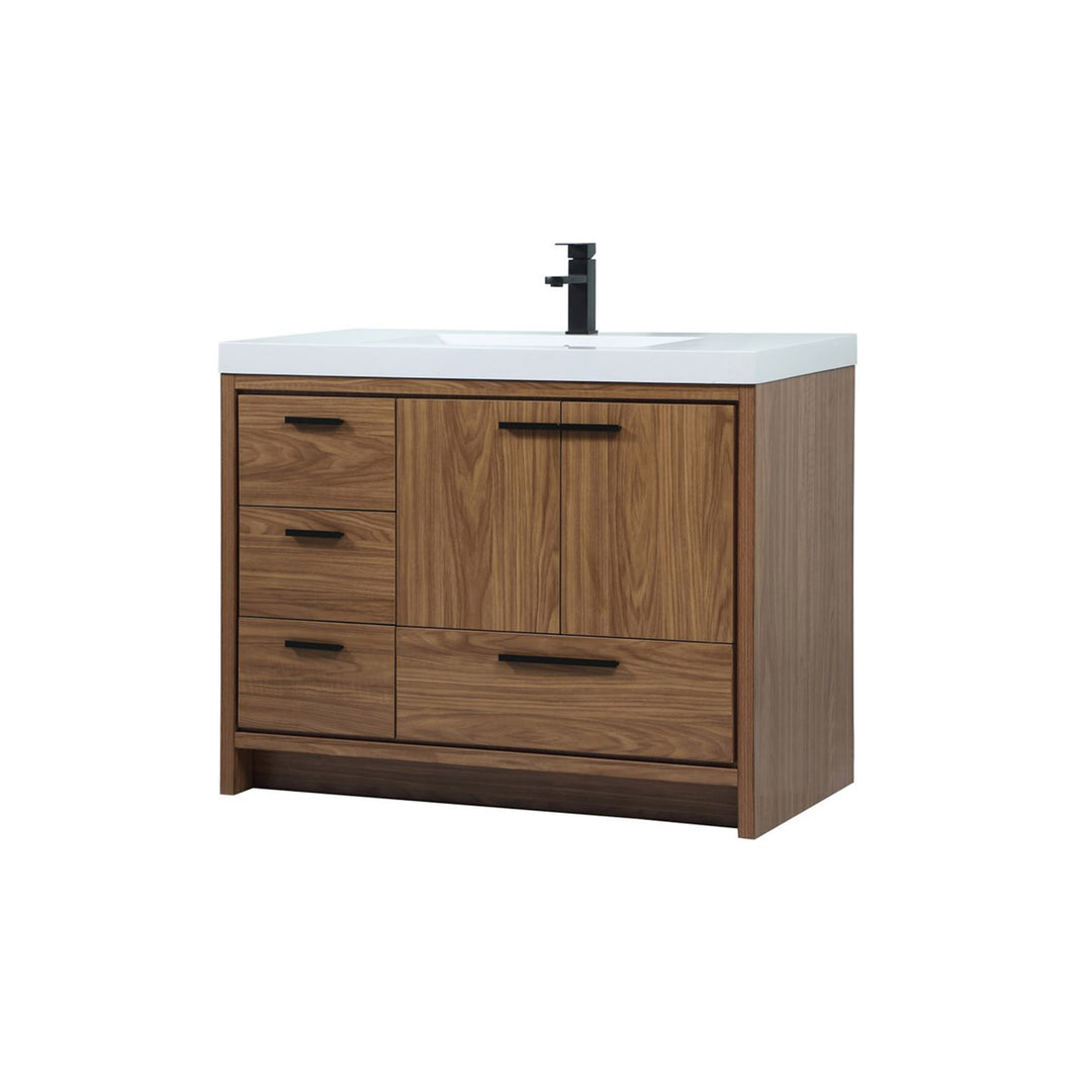 42 Inch Single Bathroom Vanity In Walnut Brown - View 4 - Joshua Marshal