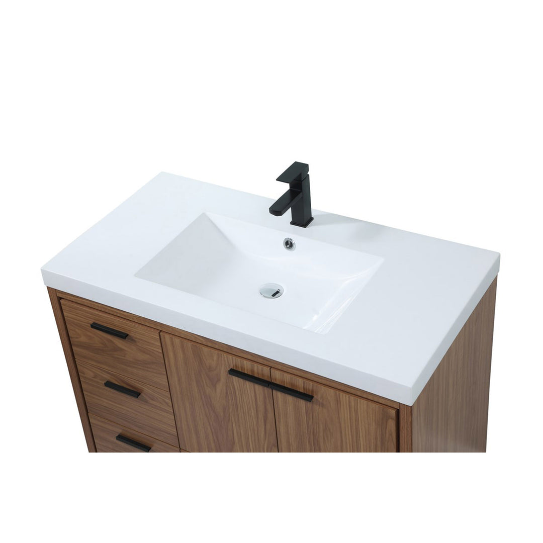 42 Inch Single Bathroom Vanity In Walnut Brown - View 6 - Joshua Marshal