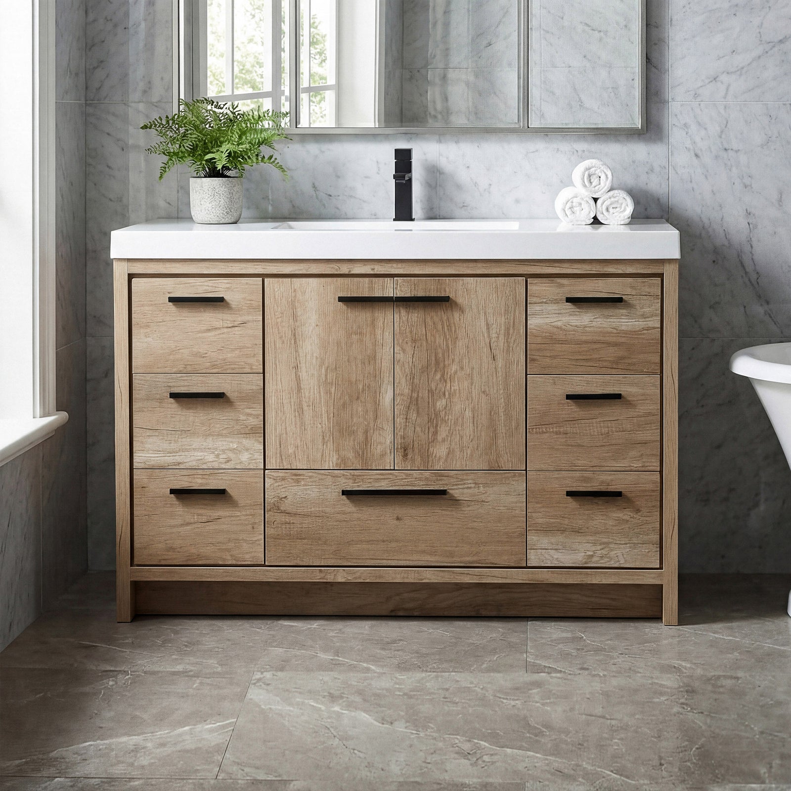 48 Inch Single Bathroom Vanity In Natural Oak Natural Oak Finish - KITCHEN & BATH by Joshua Marshal