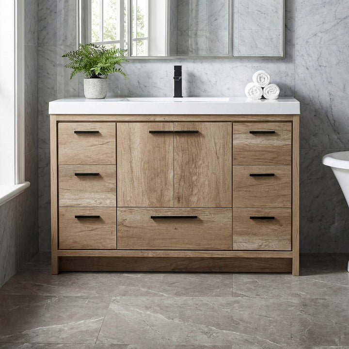 48 Inch Single Bathroom Vanity In Natural Oak Natural Oak Finish - KITCHEN & BATH by Joshua Marshal