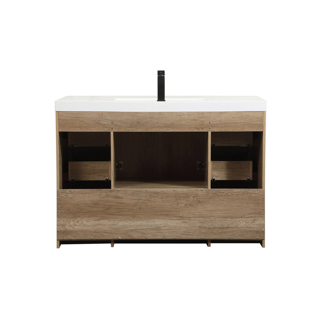 48 Inch Single Bathroom Vanity In Natural Oak - View 5 - Joshua Marshal