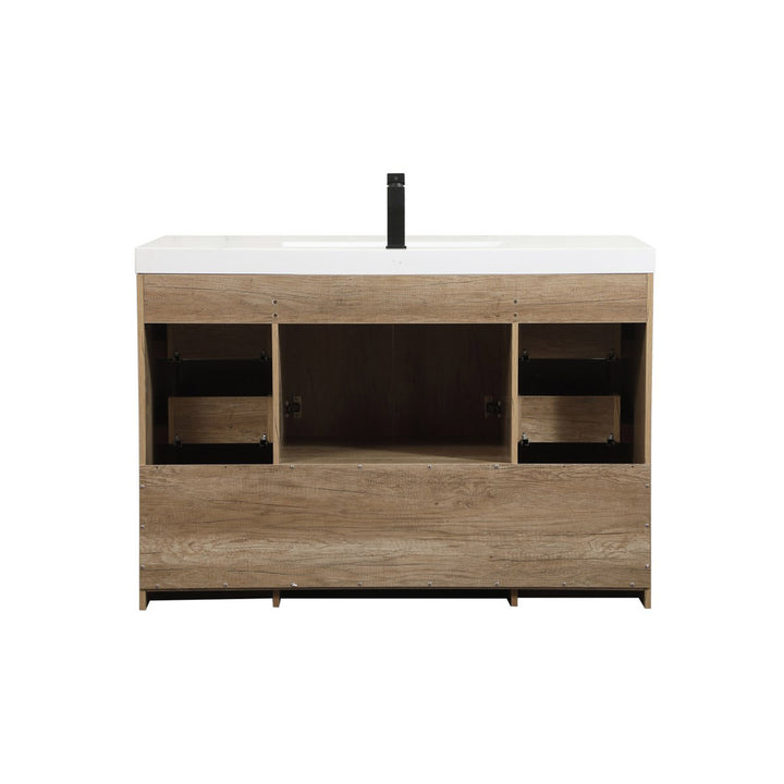 48 Inch Single Bathroom Vanity In Natural Oak - View 5 - Joshua Marshal