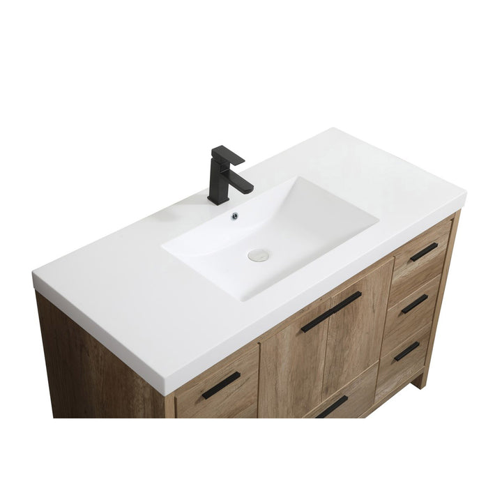 48 Inch Single Bathroom Vanity In Natural Oak - View 6 - Joshua Marshal