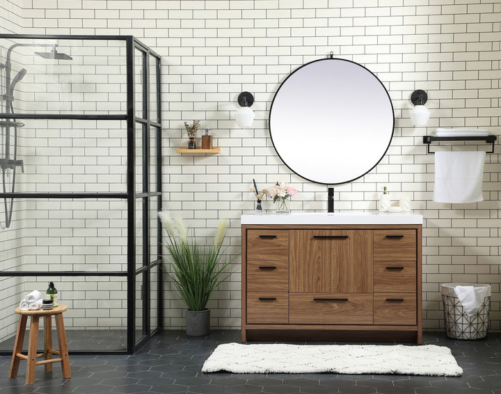 48 Inch Single Bathroom Vanity In Walnut Brown - View 2 - Joshua Marshal