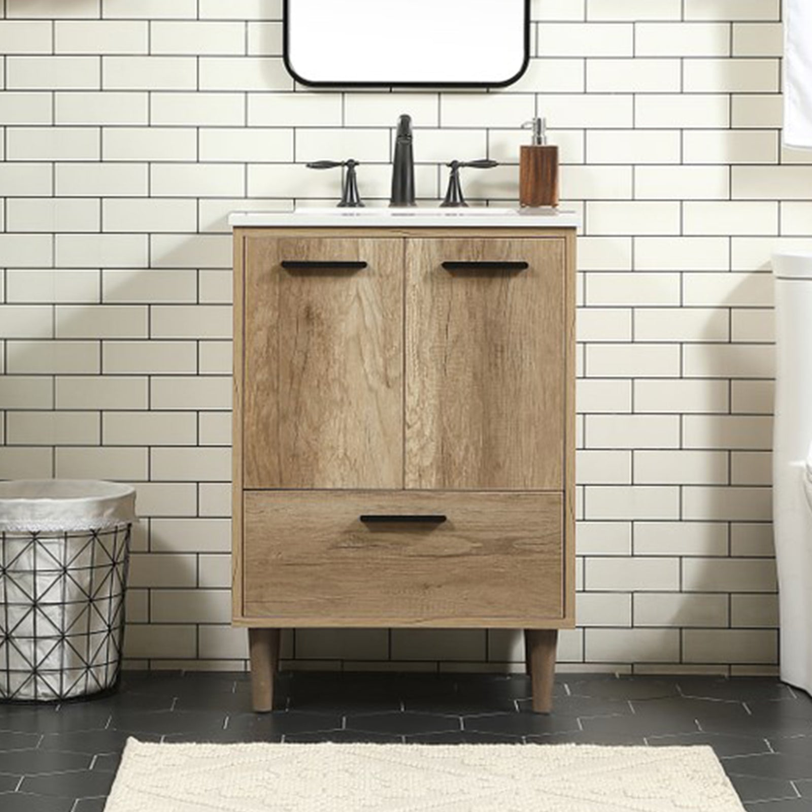24 Inch Single Bathroom Vanity In Natural Oak Natural Oak Finish - KITCHEN & BATH by Joshua Marshal