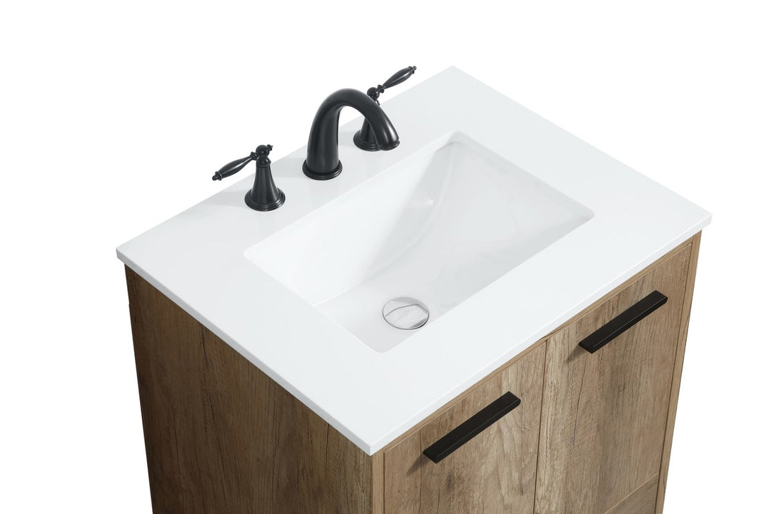 24 Inch Single Bathroom Vanity In Natural Oak - View 5 - Joshua Marshal