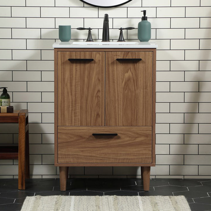 24 Inch Single Bathroom Vanity In Walnut Brown Walnut Brown Finish - KITCHEN & BATH by Joshua Marshal