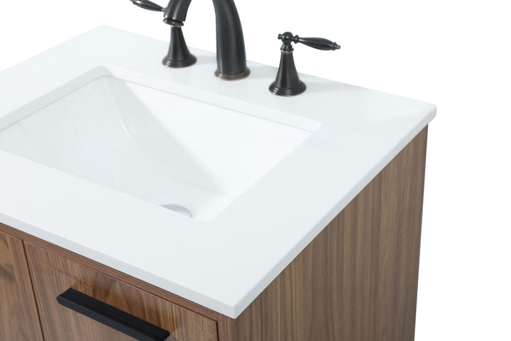24 Inch Single Bathroom Vanity In Walnut Brown - View 5 - Joshua Marshal