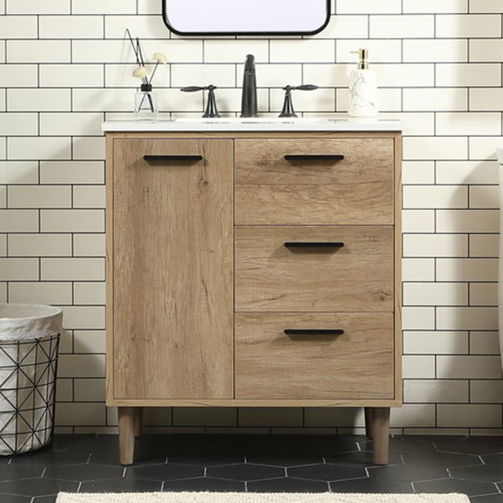 30 Inch Single Bathroom Vanity In Natural Oak Natural Oak Finish - KITCHEN & BATH by Joshua Marshal