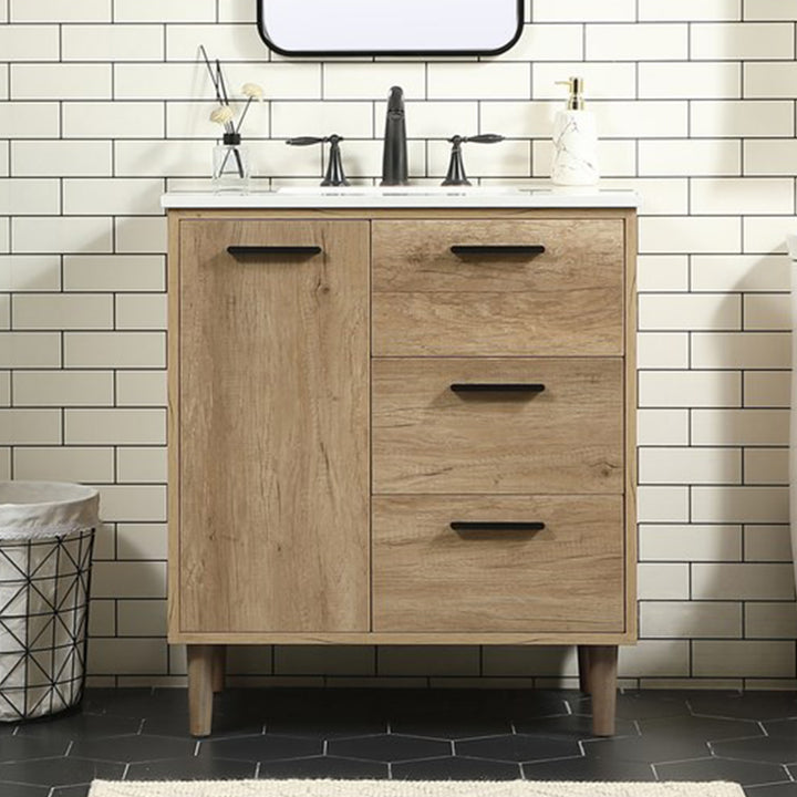 30 Inch Single Bathroom Vanity In Natural Oak Natural Oak Finish - KITCHEN & BATH by Joshua Marshal