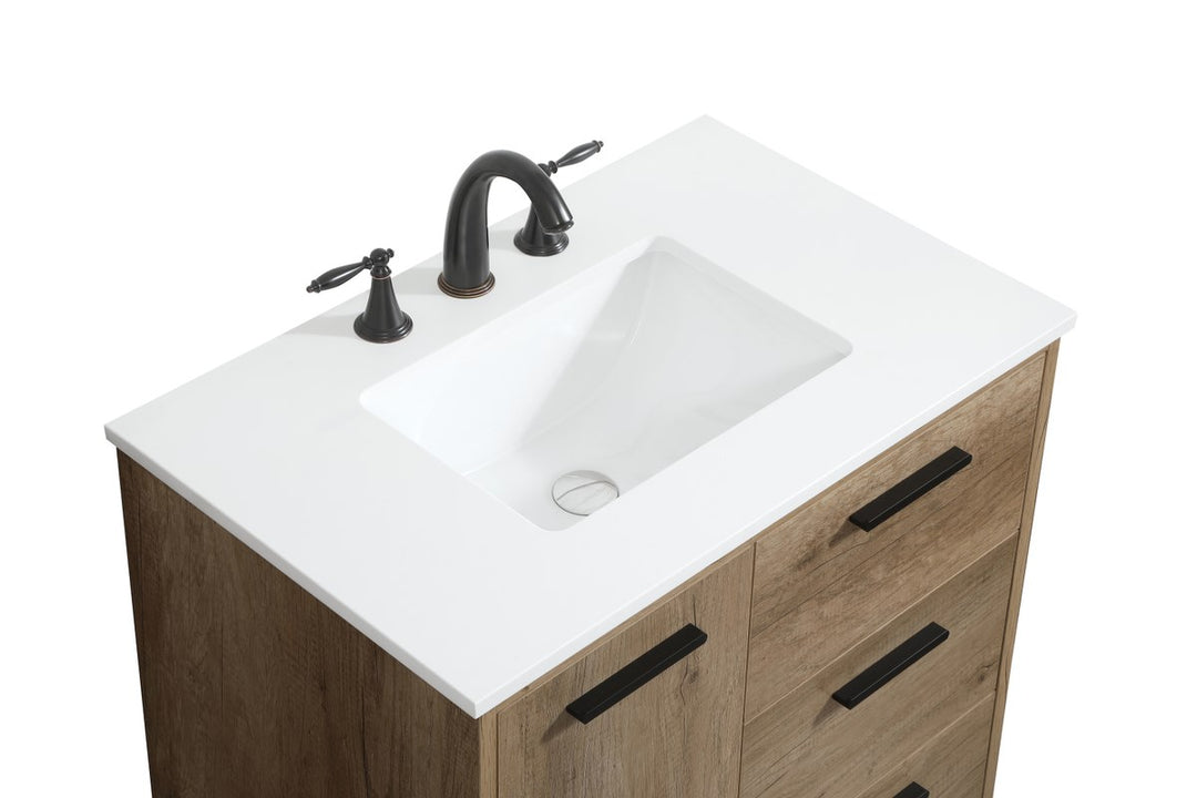 30 Inch Single Bathroom Vanity In Natural Oak - View 5 - Joshua Marshal
