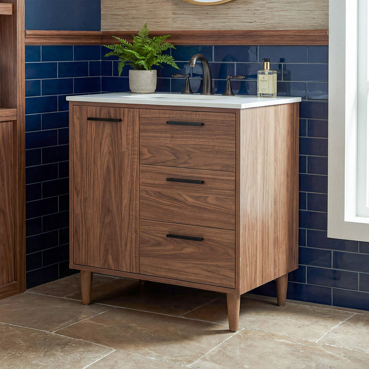 30 Inch Single Bathroom Vanity In Walnut Brown Walnut Brown Finish - KITCHEN & BATH by Joshua Marshal